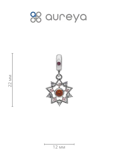 Шарм  из серебра 925 пробы с родием, вставки: Фианит б/ц, Фианит кр. (DP2751)