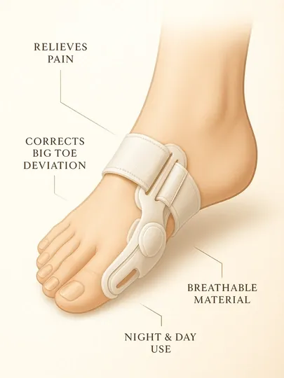 Фиксатор для стопы при Hallux Valgus, для выпрямления деформации большого пальца