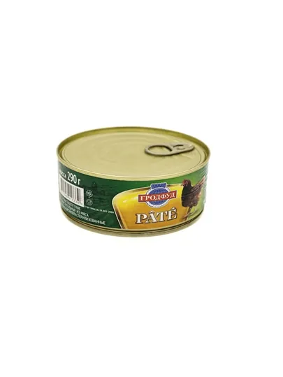 Паштет из мяса цыплёнка-бройлера Grodfood, консервированный, 290 г — 111555-PASHTET4