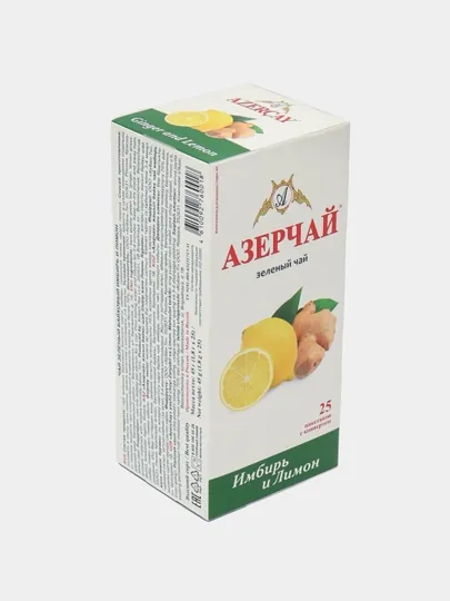 Зеленый чай Азерчай, с имбирем и лимоном, 1,8 г, 25 пакетиков
