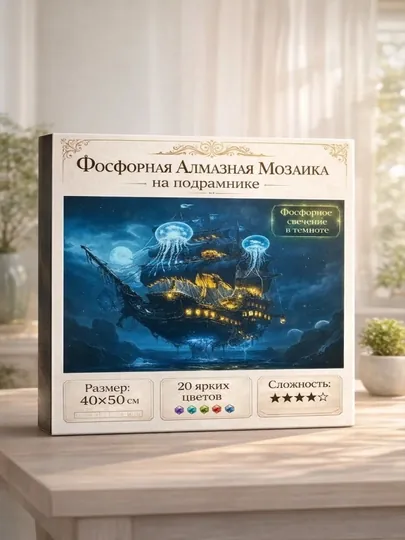 Фосфорная алмазная мозаика 5D на подрамнике 40×50 см, светится в темноте