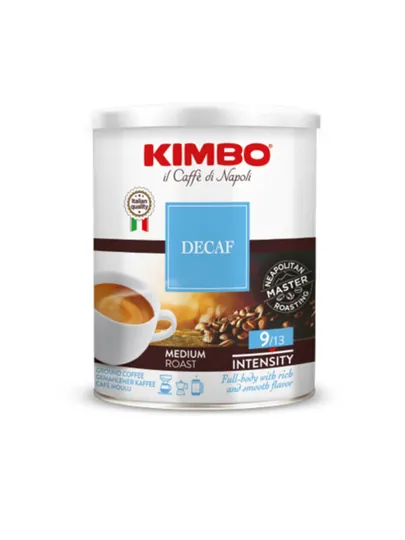 Кофе молотый KIMBO DECAFF, без кофеина, в железной банке, 250 г — KIMBOUZ-TINDC25