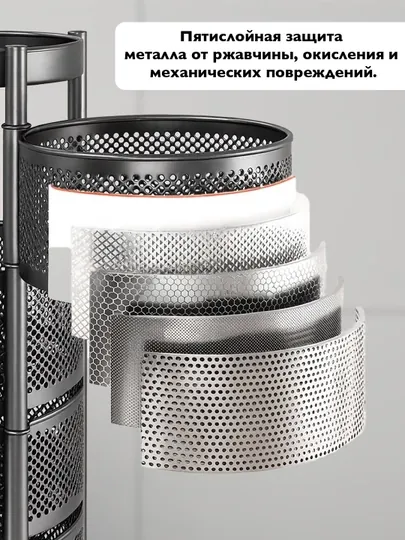 Металлический стеллаж с выдвижными полками на колесиках, кухонная полка для хранения — HOMECOR-ETZHRK-ХРОМ
