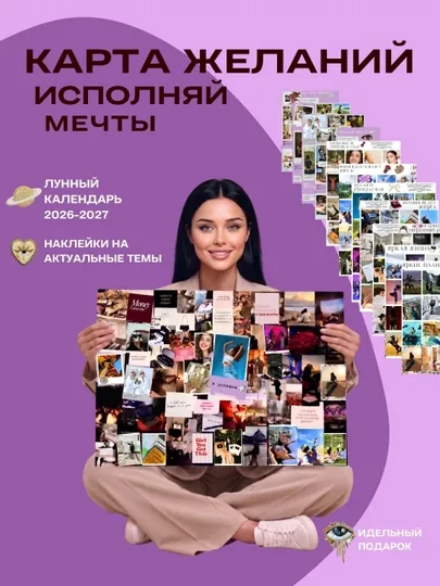 Карта желаний 2026 - 2027 с лунными календарями, подарочный набор А3