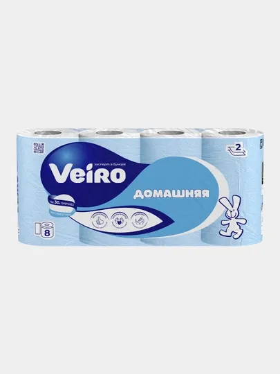 Туалетная бумага Veiro домашняя, 8 рулонов