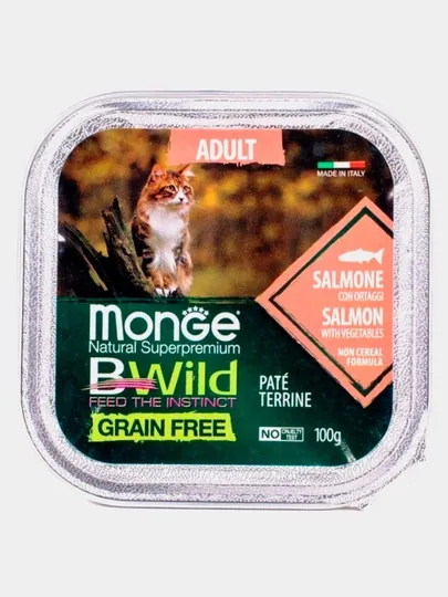 Ламистер Monge Cat Bwild Pate Adult с лососем и овощами