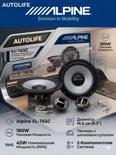 Alpine EL-T65C Компонентные двухполосные динамики 16,5 см