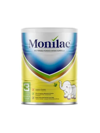 Monilac 3 — молочная смесь для детей 12–18 месяцев, L-карнитин, витамины и минералы
