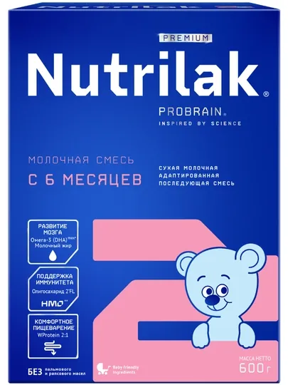 Сухая молочная смесь Nutrilak Premium 2, адаптированная, 600 г