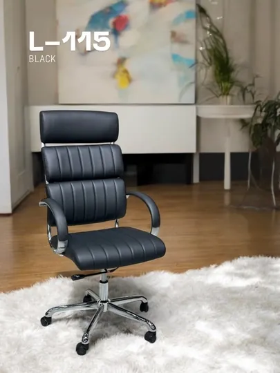 Кресло для офиса и дома, из эко кожи, поворот 360°, механизм качания — ALLITEM-ENERGYCHAIRS-ХРОМ