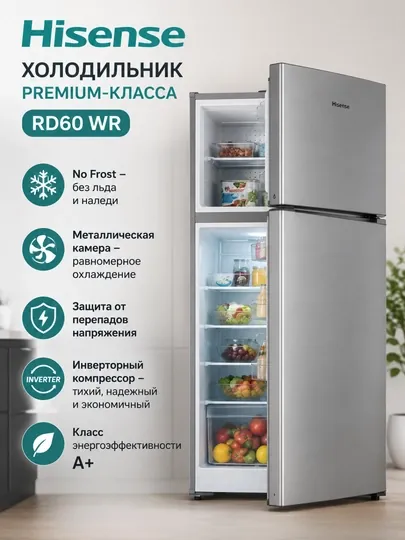 Холодильник Hisense RD60 WR , с инверторным мотором