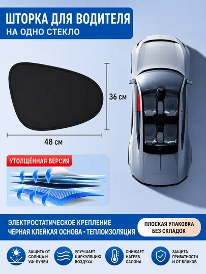 Статическая солнцезащитная шторка для автомобиля, солнцезащитный экран на боковое стекло