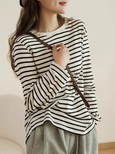 Свитшот женский в полоску, oversize, кофта для дома, офиса и учебы
