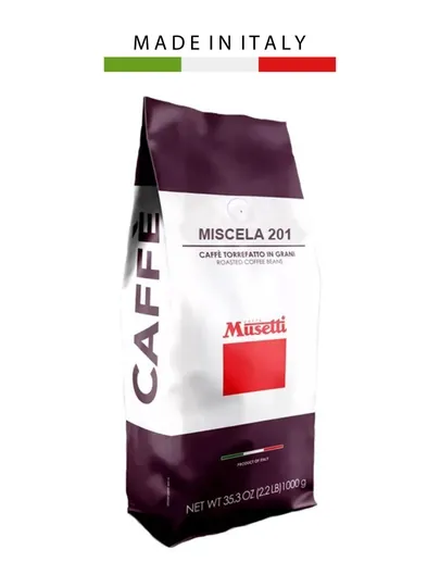 Кофе в зернах Musetti Miscela 201, 60% арабика - 40% робуста, 1 кг