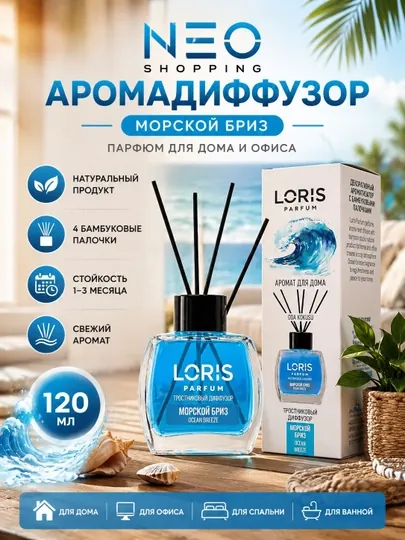 Освежитель воздуха "LOREVA" для дома, автомобиля и офиса — NEO1-LORIS-МОРСК