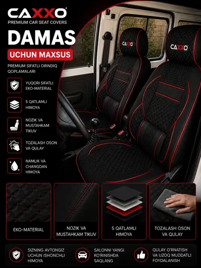 Авточехлы CAXXO для Damas, комплект чехлов на сиденья, экокожа