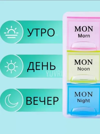 Контейнер для таблеток, на 7 дней, утро-обед-вечер