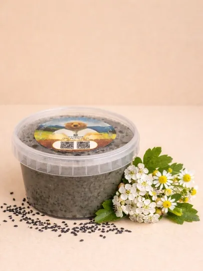 Мёд натуральный с черным тмином, 350г, "Мусихин. Мир Мёда" — MUSIXIN-TMINN