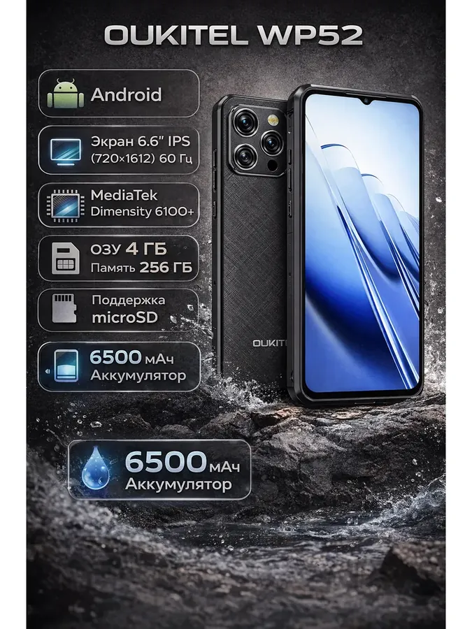 Защищенный смартфон WP52 4GB 256GB (черный)