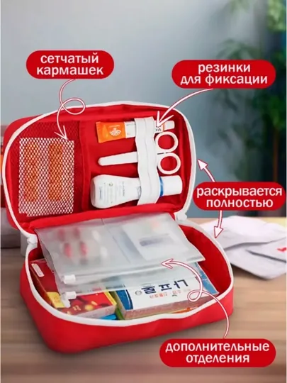 Аптечка дорожная, органайзер для лекарств и таблеток, домашняя сумка для медикаментов