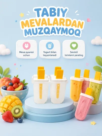 Форма для мороженого, форма для мороженого на 4 штуки, форма для фруктового мороженого