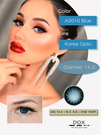 A2010 BLUE -1.50 Контактные линзы для зрения, голубые, BC 8.6, DIA 14.2, 12 месяцев