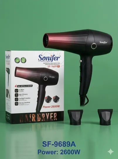 Профессиональный фен для волос Sonifer SF-9689A, 2600 Вт, двигатель переменного тока