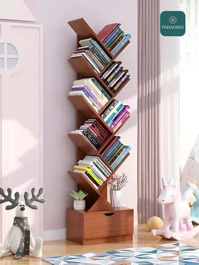 Деревянная книжная полка в форме дерева, стильное и удобное хранение книг