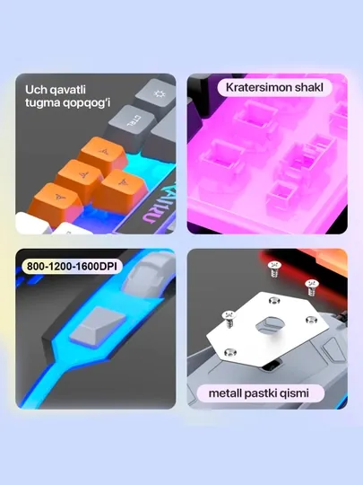 Игровая клавиатура и мышь t-Wolf k16 /t16, в черно-белом — FULL07-T16K16-ПРОЗР