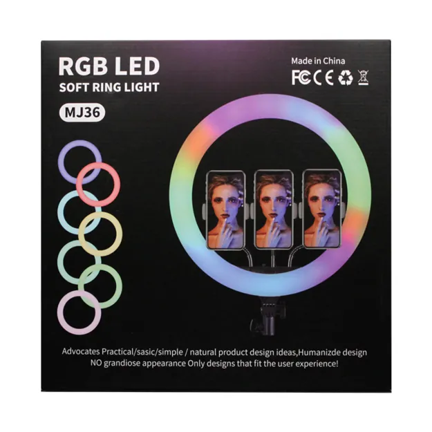 Кольцевая лампа LED RGB MJ36 (36см) - Без штатива 28367