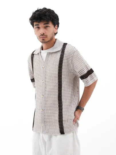 Мужская вязаная рубашка с пуговицами Didov Triko, размер M, L, XL