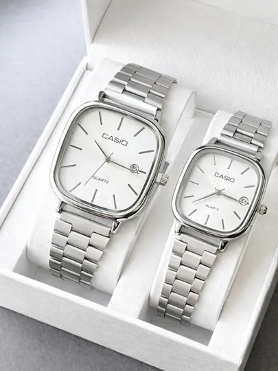 Парные часы – минималистичный квадратный дизайн Quartz Couple Set