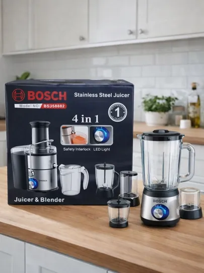 BOSCH Комбайн для кухни, 4 в 1, измельчитель, соковыжималка, чоппер, блендер, кофемолка — NURSTOR-BLINDR99