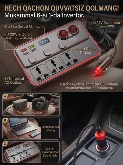 Автомобильный инвертор на 220 В Теперь вы можете питать и использовать все свои устройства