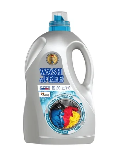 Гель для стирки, универсальный Wash&Free c ароматом морской свежести, 5 кг, 143 стирок