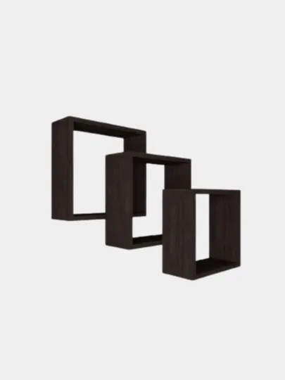 Настенные деревянные полки — набор из 3 шт., квадратная форма — HOLOVE-KVADRAT-КОРИЧН