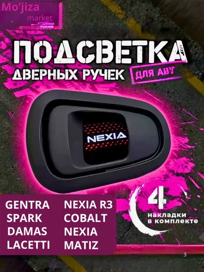 Комплект из 4 шт LED-светильников для ручек дверей салона, автомобильная подсветка — 1223456-LEDD-DAMAS