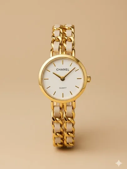 Классические часы с цепочным дизайном — LWATCHS-95W0168-БЕЖЕВ