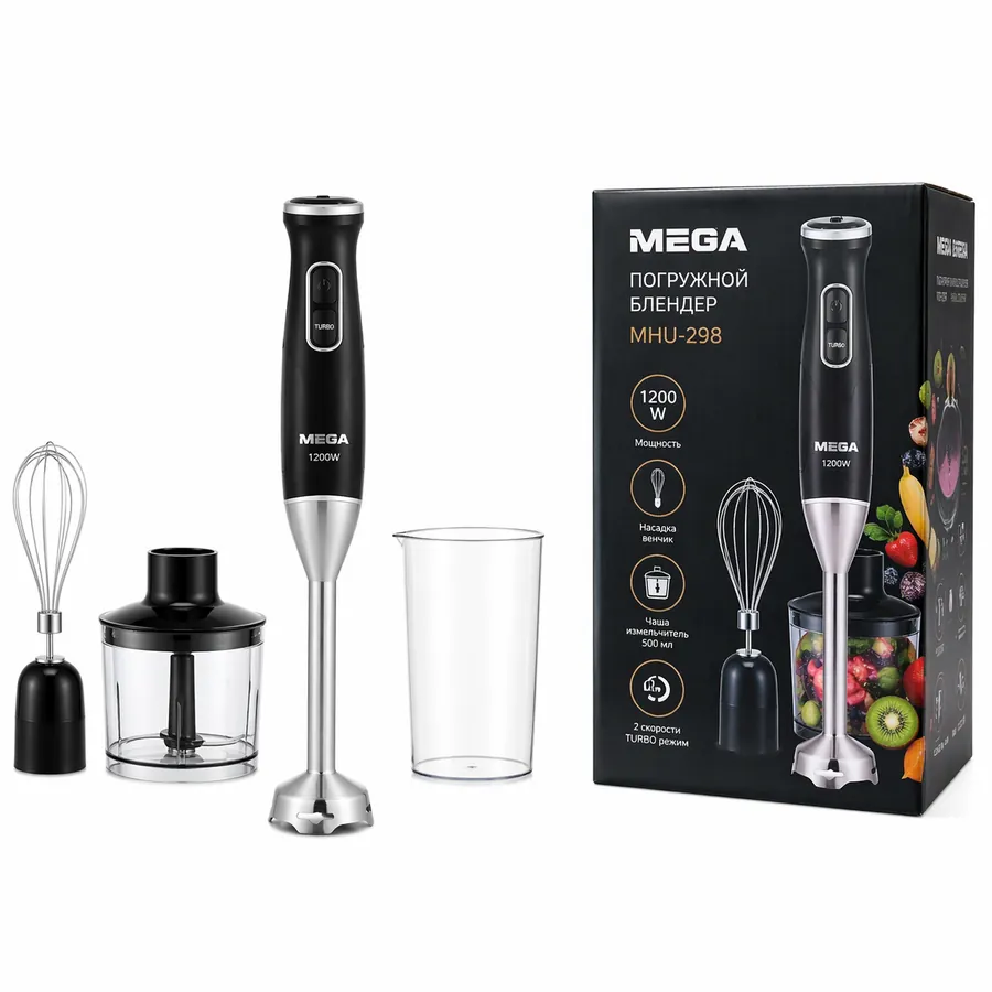 Блендер Mega MHU-298,  серебристый