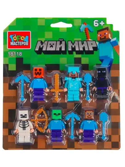 Конструктор фигурки мой мир Minecraft, 6 шт