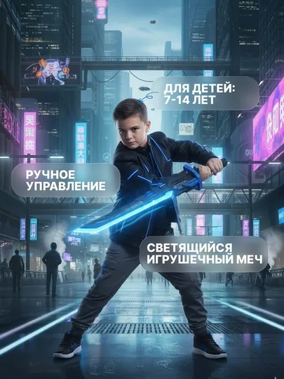 Детский светящийся меч с LED подсветкой и звуковыми эффектами