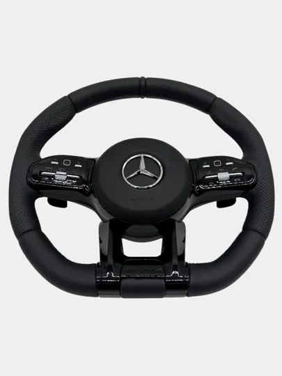 Автомобильный руль Mercedes AMG черный Tiptronik RL, кожаный, черный, серый