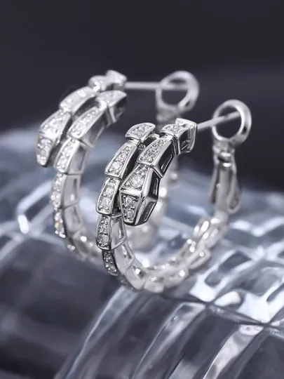 Серьги-кольца в виде змеи в стиле BVLGARI, женские серьги со стразами — MSOUL-SOULBVLGARI-СЕРЕБРН