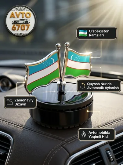 Ароматизатор в машину на солнечной энергии, вращающийся, запах океана