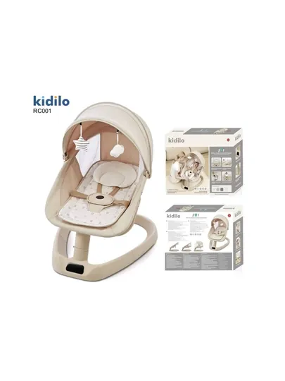 Шезлонг-качалка Kidilo RC001, 3 в 1, с автоматическим укачиванием и москитной сеткой