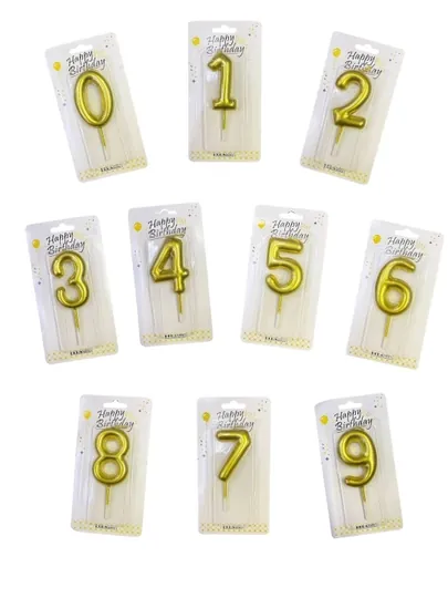 Свечи-цифры для праздничного торта, золотой цвет 0, 1, 2, 3, 4, 5, 6, 7, 8, 9