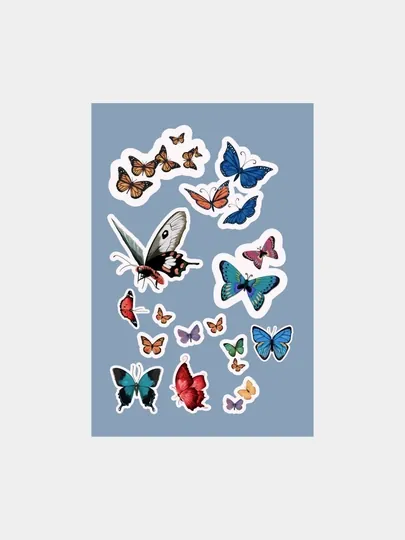 Наклейки стикеры, для телефона, книг, ежедневников, планшета, компьютера, Бабочки