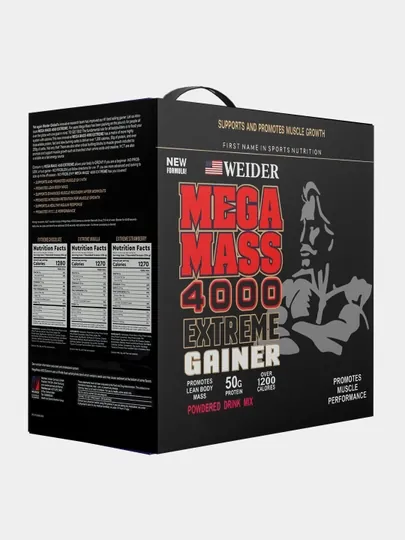 Гейнер Weider Usa, Для набора мышечной массы, Mega mass extreme 4000, Спортивное питание