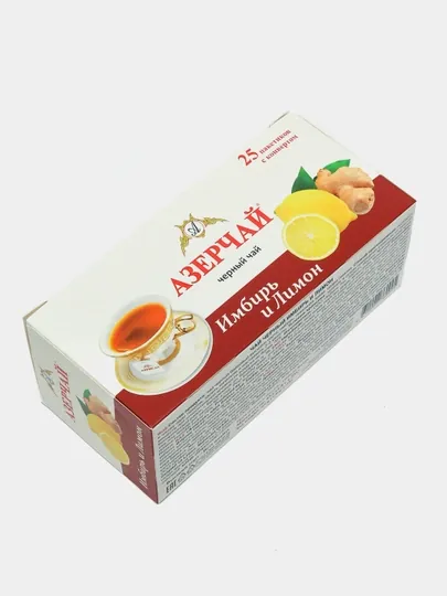 Черный чай АЗЕРЧАЙ с имбирем и лимоном, 25 пакетиков