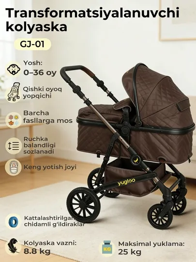Детская коляска 2 в 1, реверсивная, с зимним чехлом, регулируемая спинка